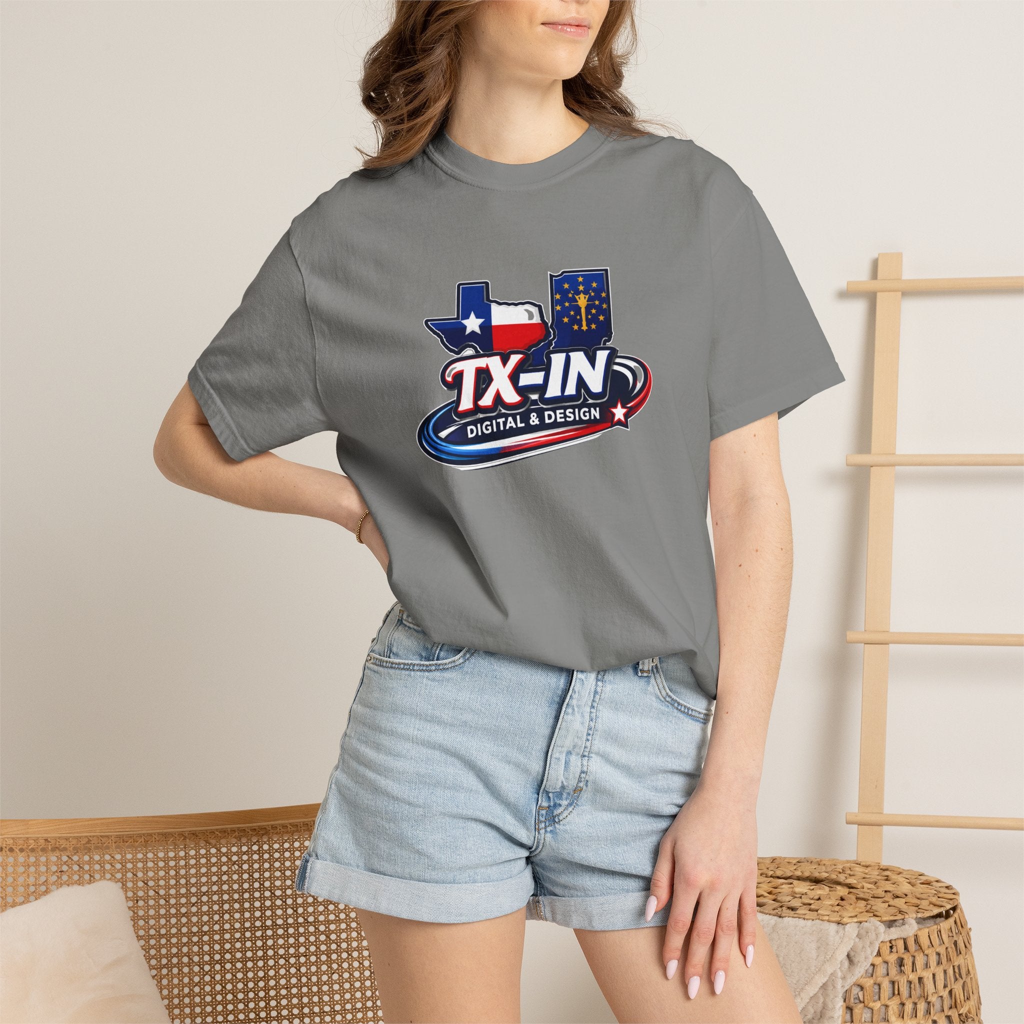 Texas Indiana Logo TX-IN graphic T-Shirt | Lone Star Flag design