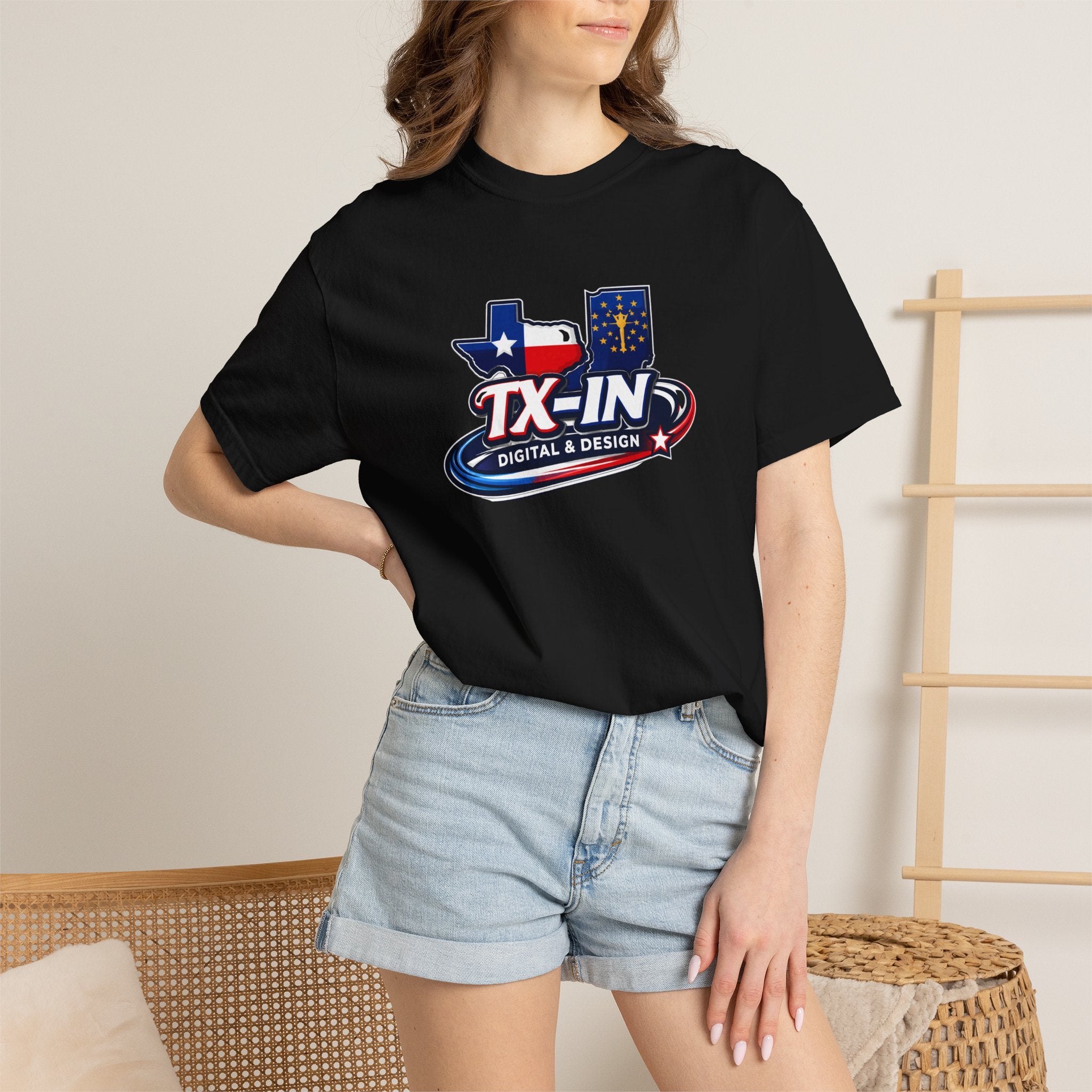 Texas Indiana Logo TX-IN graphic T-Shirt | Lone Star Flag design