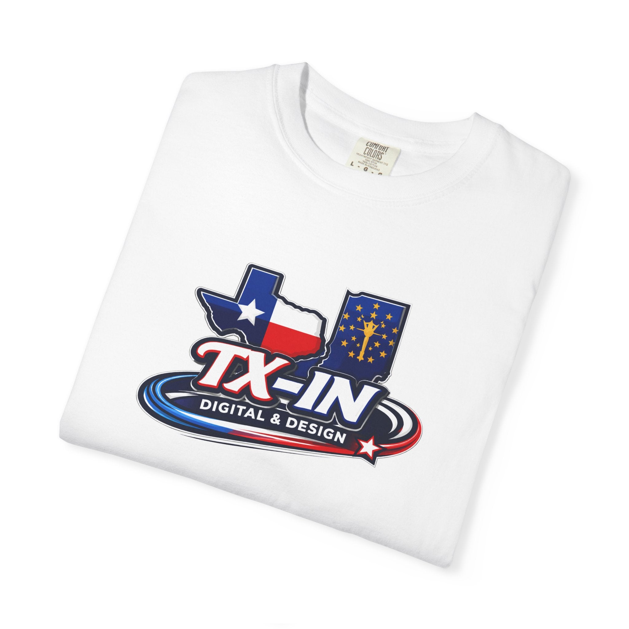 Texas Indiana Logo TX-IN graphic T-Shirt | Lone Star Flag design