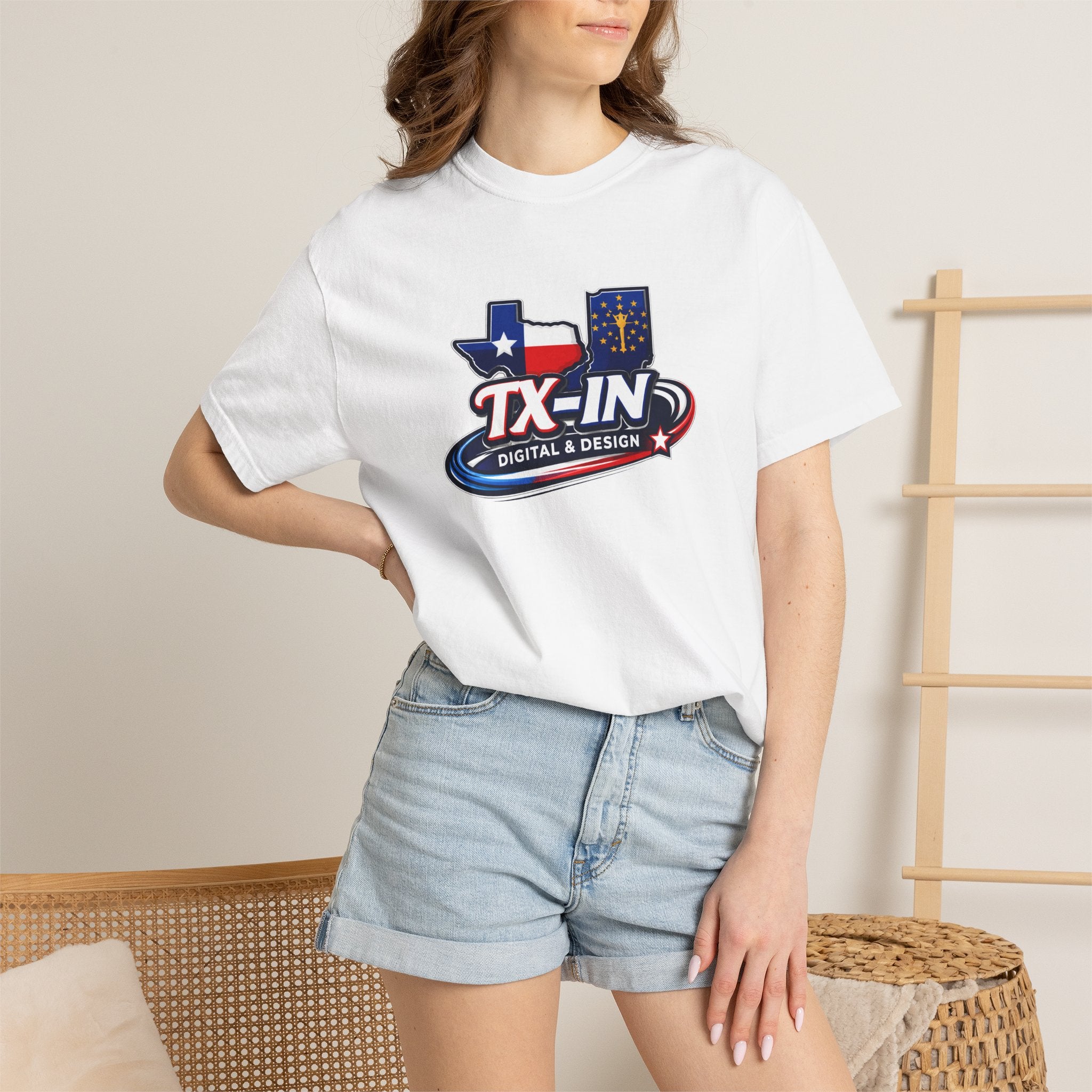Texas Indiana Logo TX-IN graphic T-Shirt | Lone Star Flag design