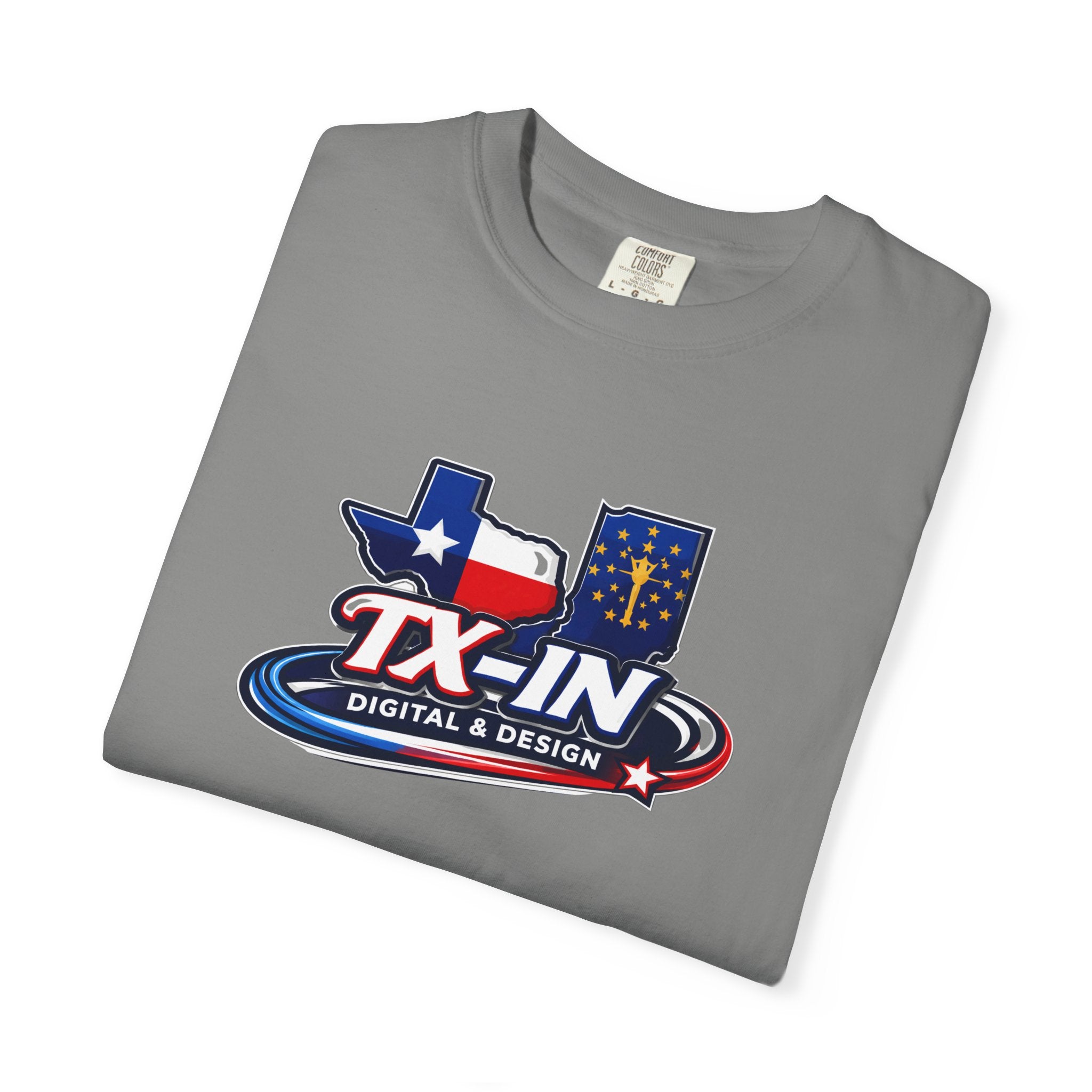 Texas Indiana Logo TX-IN graphic T-Shirt | Lone Star Flag design