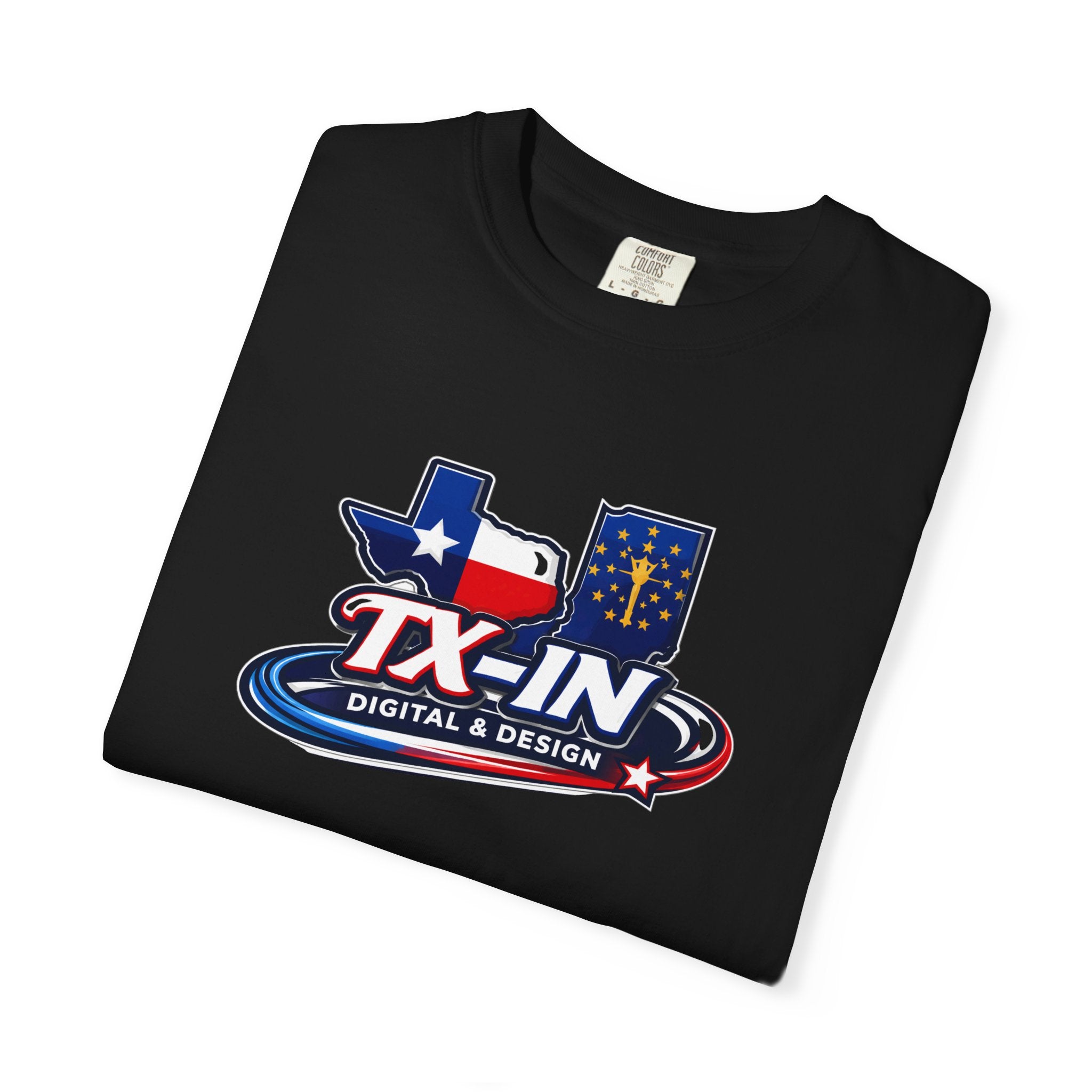 Texas Indiana Logo TX-IN graphic T-Shirt | Lone Star Flag design