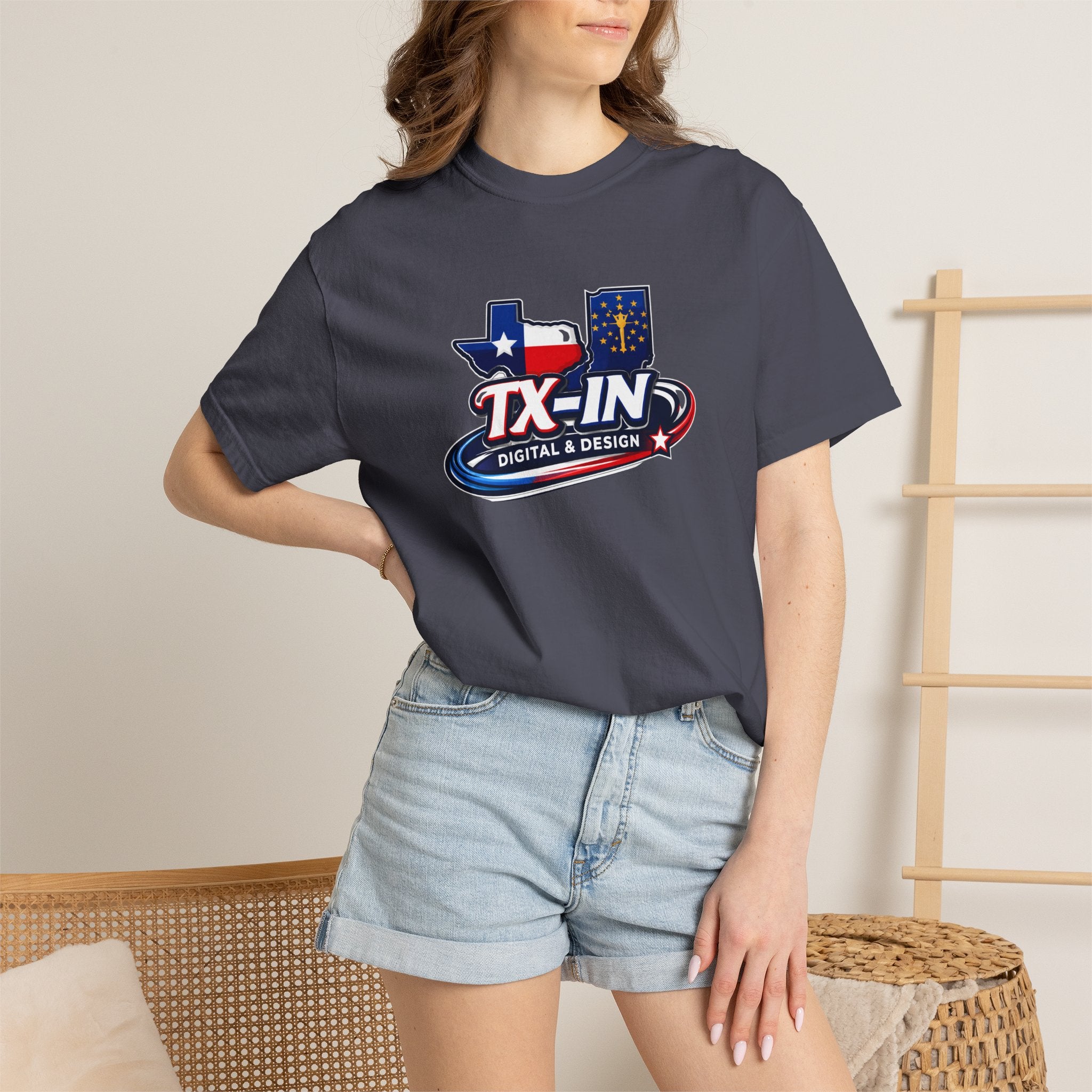 Texas Indiana Logo TX-IN graphic T-Shirt | Lone Star Flag design