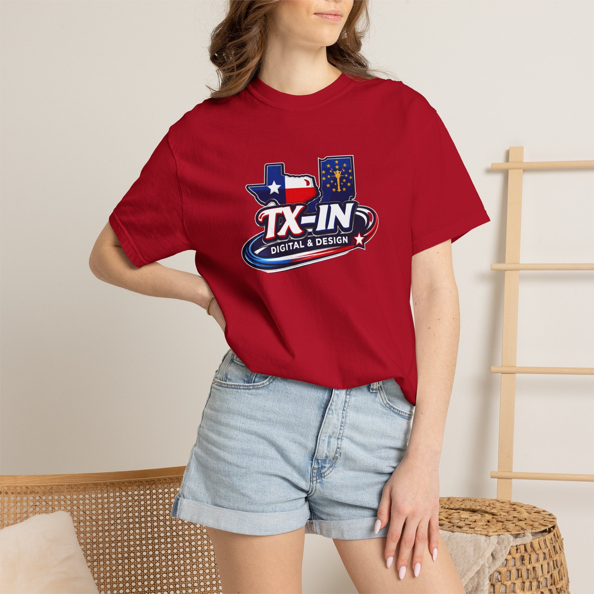 Texas Indiana Logo TX-IN graphic T-Shirt | Lone Star Flag design