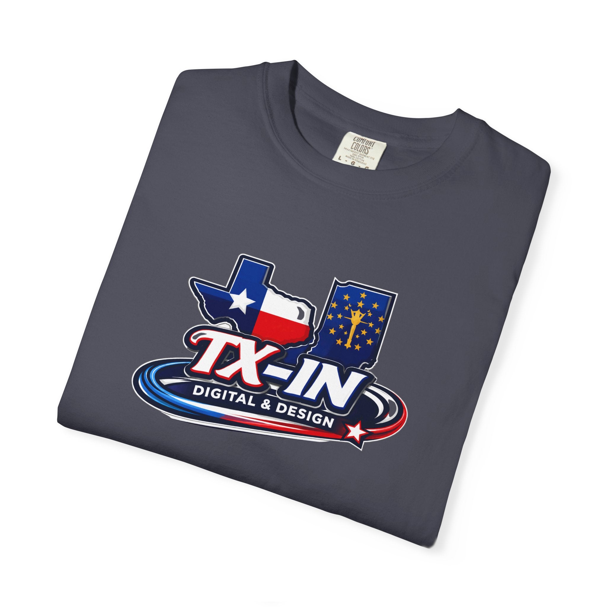 Texas Indiana Logo TX-IN graphic T-Shirt | Lone Star Flag design